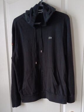 Lacoste Men’s Black Hoodie Sweatshirt 100% Cotton. AS IS